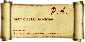 Petrovity Andrea névjegykártya